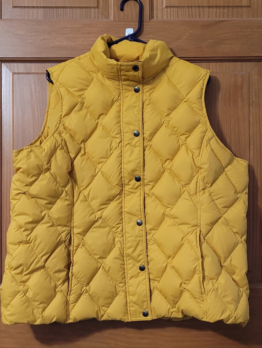 Lands' End Down Puffer Vest Womens 2X Yellow Quilted Snap Front Insulated